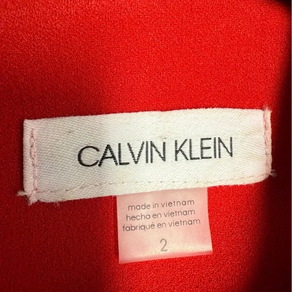 Calvin Klein Women's Fit & Flare Belted
A-Line Bright Red Midi Dress Size 2 - Picture 6 of 9